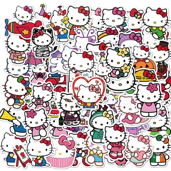 50 Pcs Cartoon Hello Kitty Stickers for Water Bottles, Waterproof Durable. - Picture 2 of 6